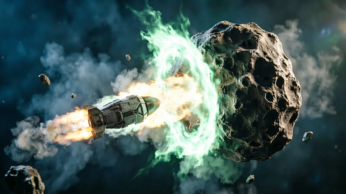 核爆偏转近地小行星示意
