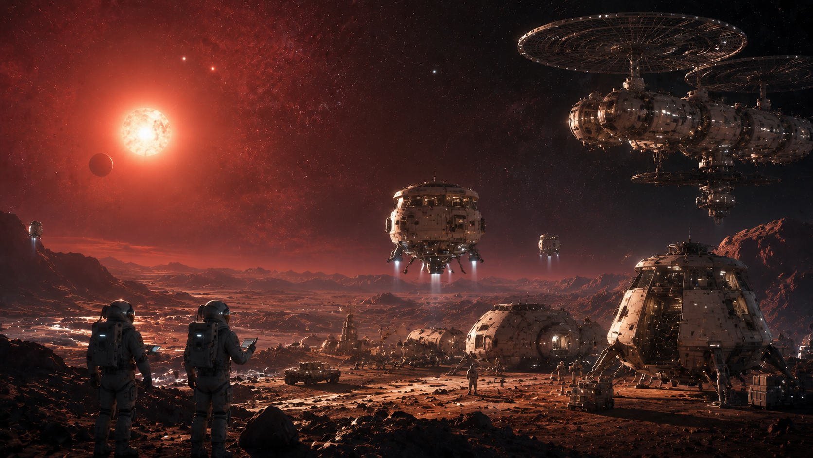 比邻星轨道殖民枢纽与地表前哨设施